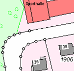 Die Grafik zeigt einen Ausschnitt aus dem WMS-Dienst 
							Liegenschaftskarte .