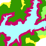 Die Grafik zeigt einen Ausschnitt aus dem WMS-Dienst 
							Trinkwasserschutzzonen .