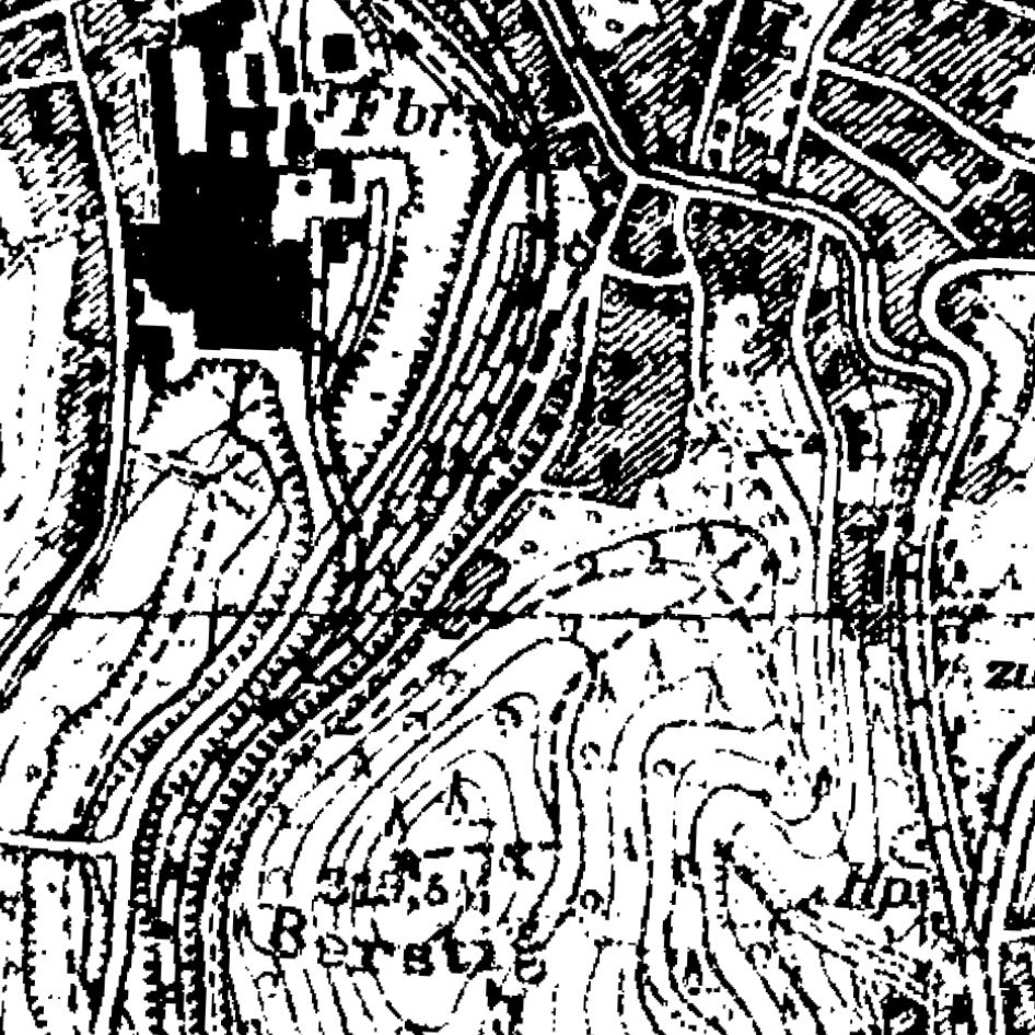 Die Grafik zeigt einen Ausschnitt aus dem WMS-Dienst 
							WMS NW TK25 1936-1945 .